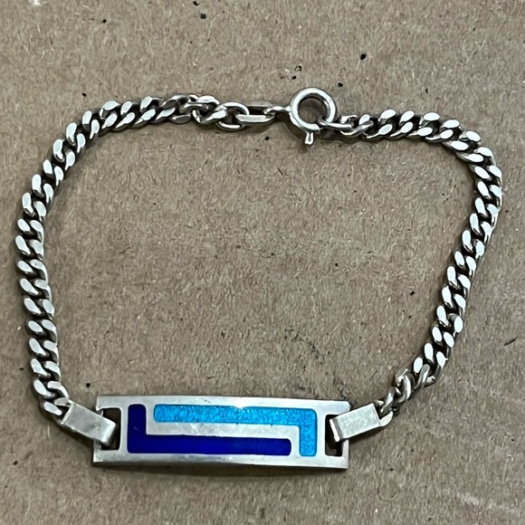 Silver and Blue 925 girls bracelet turquoise and cobalt youth